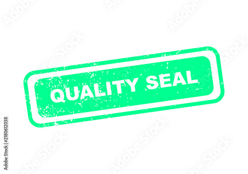Green quality seal stamp with white text on transparent background illustration