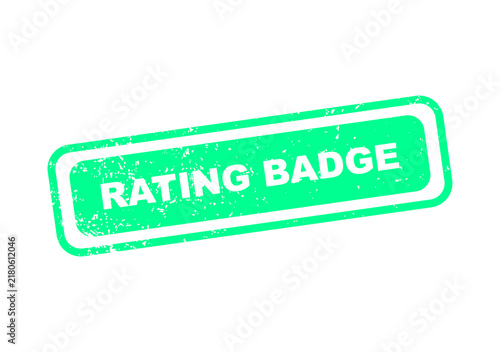 Green rating badge with white text saying rating badge illustration