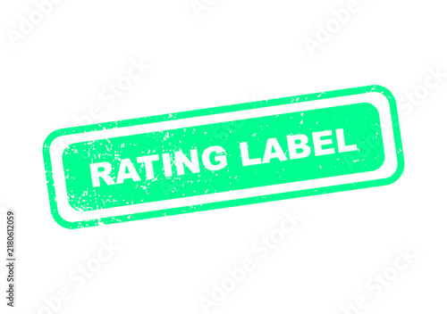 Green rating label stamp with bold text saying rating illustration