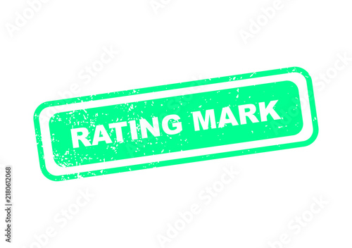 Green rating mark stamp with white text saying rating mark illustration