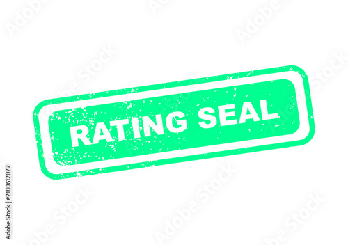Green rating seal stamp with red text saying rating seal illustration