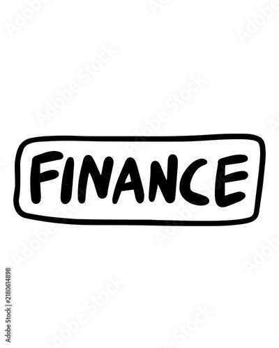 Hand drawn text FINANCE in rounded frame banner isolated PNG