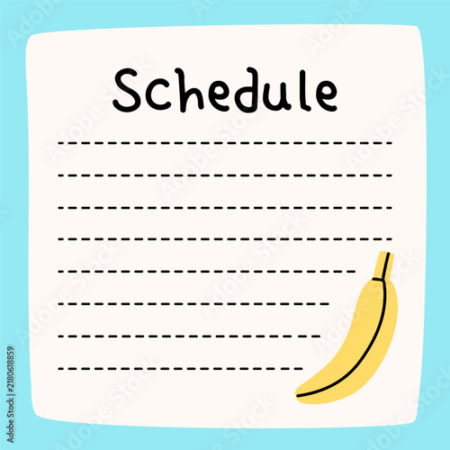 Cute to do list planner template with a banana. Funny printable checklist page for daily planning, task organization, productivity, journaling and stationery design.