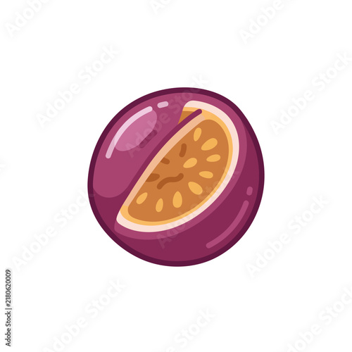 Foto Vibrant Passion Fruit Half Cut Isolated on White Background