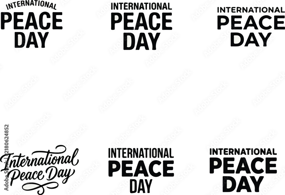 Obraz premium Collection of grunge style international peace day typographic designs and illustrations