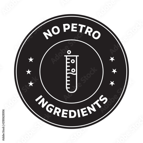 Cuadro en lienzo No Petro ingredients black and white rounded vector icon illustration with test tube icon inside