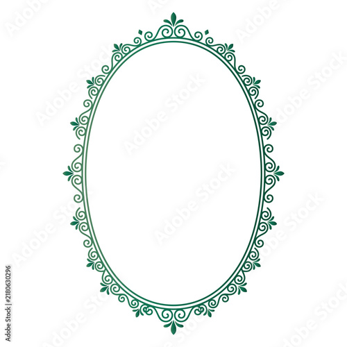 Elegant Oval Vintage Frame with Ornate Decorative Flourishes and Filigree Patterns Isolated on a Plain White Background for Invitations and Graphic Design