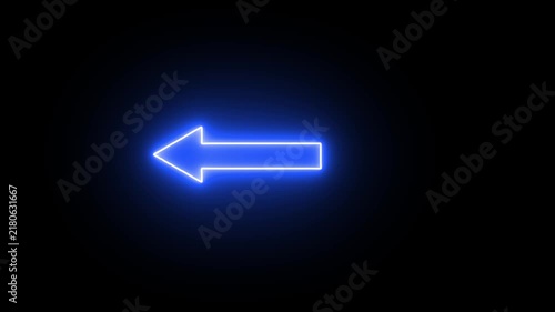 Neon electric up left arrow icon animation .Neon arrow direction animation on black background. Glowing left arrow loop HD animation