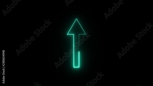 Neon arrow pointing up animation. Download sign. Download direction arrows symbol neon glowing blue arrow pointing right on