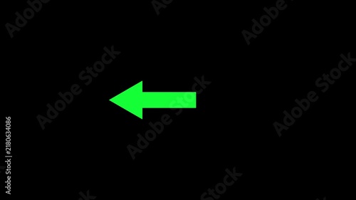 Animated arrow pointing down on black background . green arrow pointer animation on 