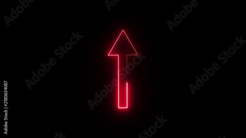 Neon arrow pointing up animation. Download sign. Download direction arrows symbol neon glowing blue arrow pointing right on