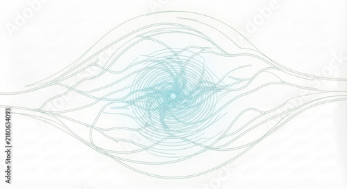 Abstract Teal Flowing Spiral Vortex with Wave Lines Organic Design
