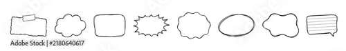 Hand Drawn Speech Bubble Set, Comic Chat Balloons, Doodle Text Frames and Outline Message Callouts