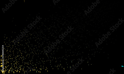 Abstract dark background with golden light particles and glowing bokeh circles for luxury design and celebration