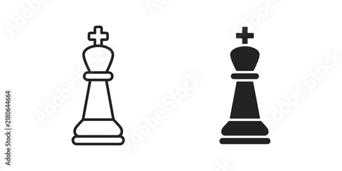 Canvastavla Chess king piece icons in outline and solid styles for strategy board game