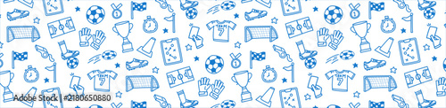 soccer seamless pattern background football sport clup wolrdcup repeat doodle hand drawing