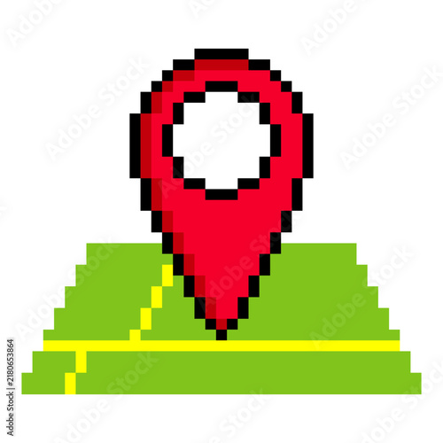 Map pin icon in pixel art style on white background