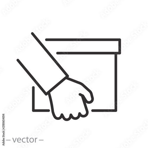 Hand Holding a Delivery Box, Outline icon, Courier concept, Home Delivery service, Vector illustration for websites, mobile apps