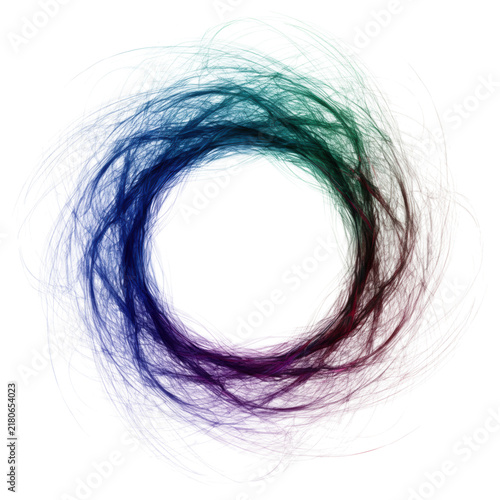 A dynamic swirling vortex of glowing, translucent digital lines in vibrant sapphire blue, emerald green, amethyst, and ruby red on a transparent background with copy space, data flow concept
