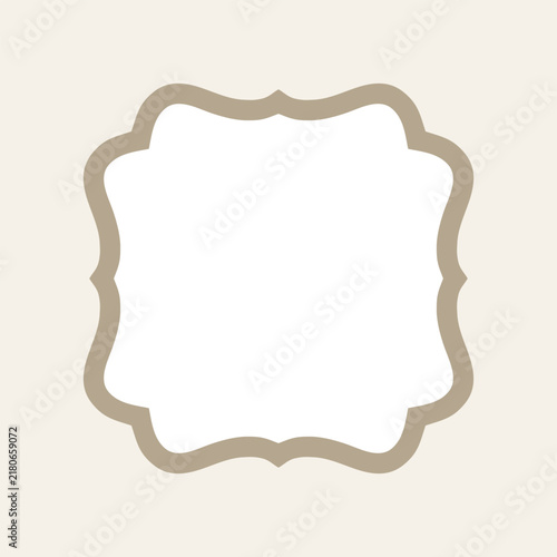 Classic ornate bracket frame in ivory and beige, elegant label vector background with copy space