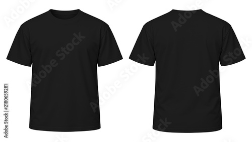Blank Jet Black Crew Neck T-Shirt Front and Back Apparel Mockup
