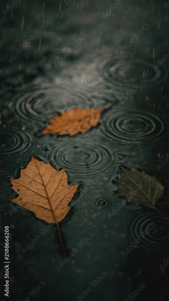 Obraz premium Autumn leaves floating on water mobile wallpaper