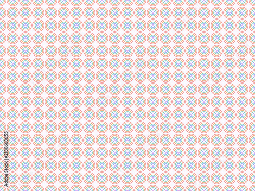 Seamless pattern of colorful concentric circles on a white background