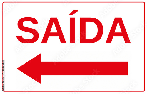 Canvastavla placa aviso saída seta esquerda