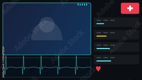 Futuristic electronic heartbeat monitor ecg rhythm science visualizer