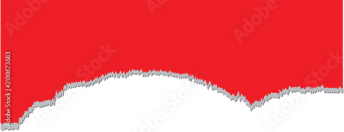Red Torn Paper Edge with Realistic Shadow, Ripped Paper Border Vector Background