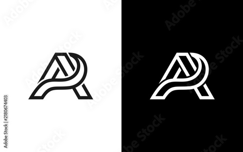 Monogram Letter AR or RA Line Art Logo Vector Template