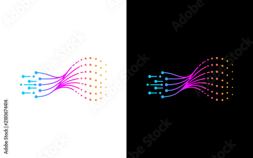 Technology Tech Network Data Transfer Gradient Logo Vector Template