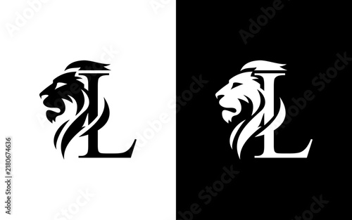 Majestic Lion Head Letter L Monogram Logo Vector Template