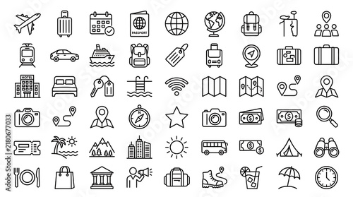 Colorful set of flat design icons showing different office and communication tools