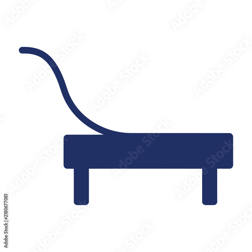 Картината върху платно Simple dark blue bench with curved backrest on white background