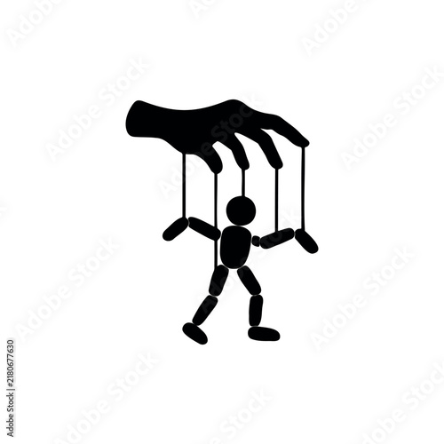Puppet icon. The concept of management, manipulation silhouette icon vector illustration on white background.