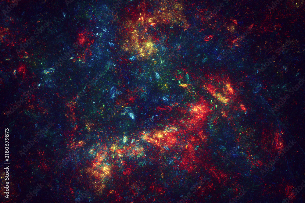 Obraz premium Vibrant Multicolored Painterly Cosmic Galaxy Field Abstract Fractal Space Background