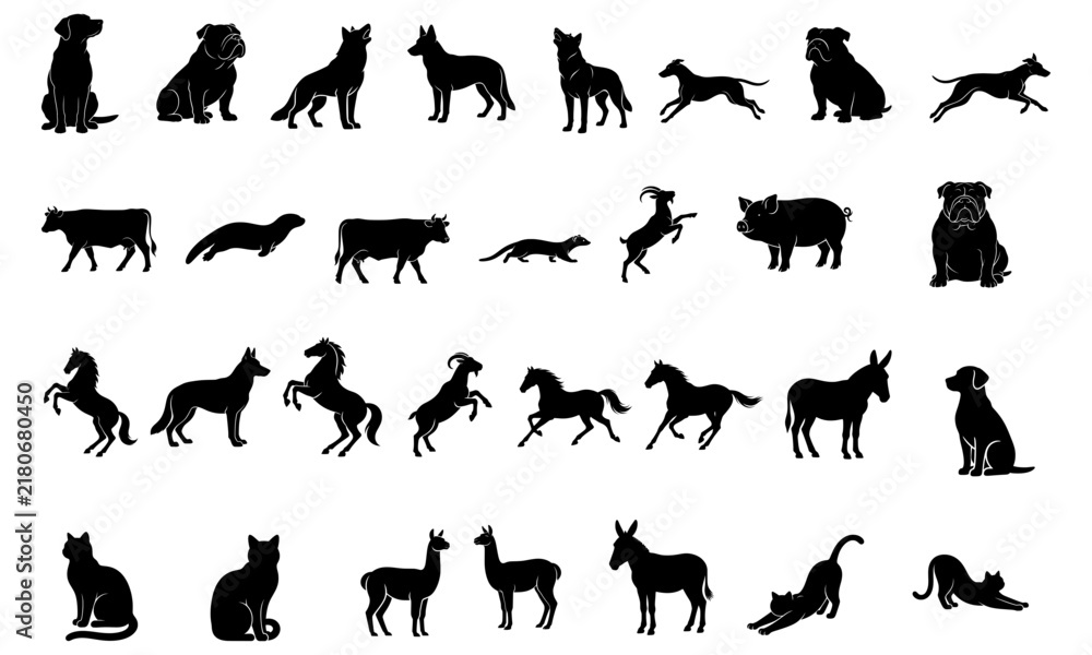 Fototapeta premium Animal Silhouette Vector Set