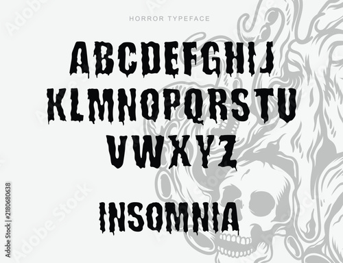 Vintage Horror Typography Alphabet with Dark Gothic Grunge Style
