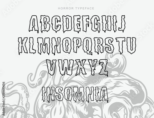 Distressed Vintage Horror Alphabet Typography with Creepy Grunge Background