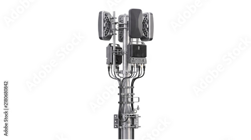 Fotografie Detailed close-up of a cellular tower antenna png on isolated transparent backgr