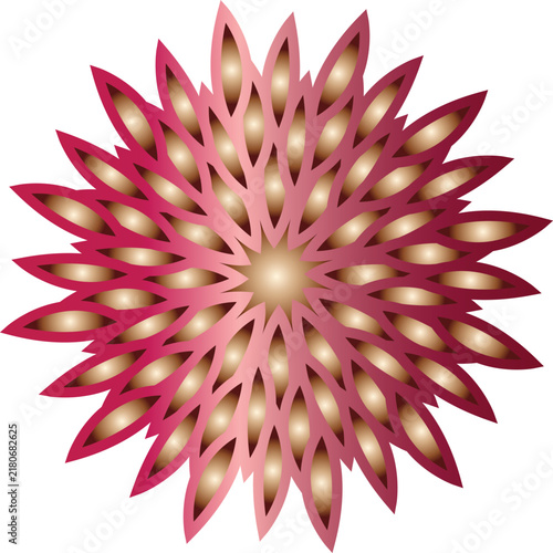 Burgundy and Pink Starburst Mandala Vector Design
