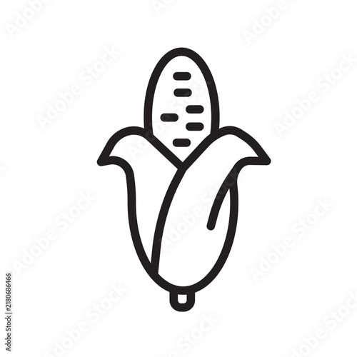 Corn Cob Line Art Icon Harvest Food Vegetable