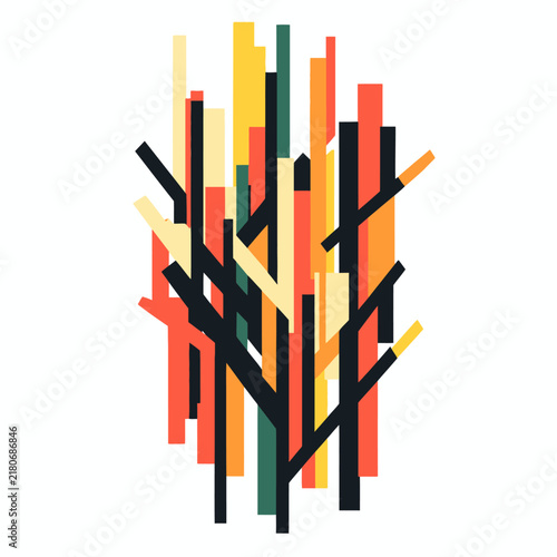 Abstract vertical geometric shapes in warm colors