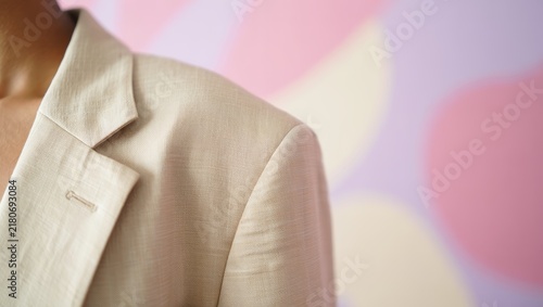 Elegant Beige Blazer on a Woman