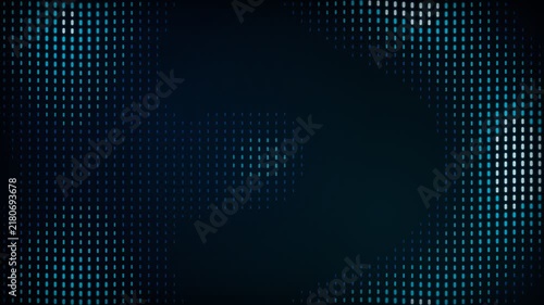 Abstract digital pixel art featuring green patterns on a dark background