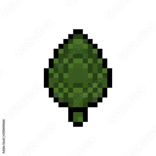 Green Artichoke Vegetable Retro Pixel Art Icon Isolated