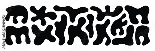 Abstract organic blob shapes set. Irregular organic blob shapes for modern visual design. Minimalist fluid amoeba vector elements. 