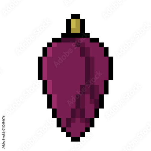 Purple Banana Blossom Retro 8-Bit Pixel Art Icon Isolated