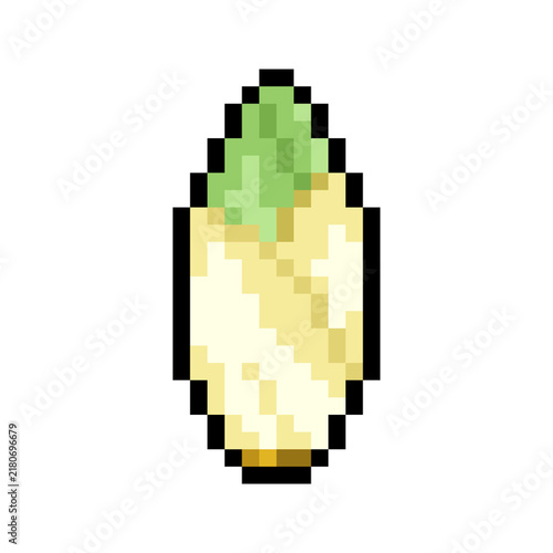White and Green Belgian Endive Retro 8-Bit Pixel Art Icon Isolated